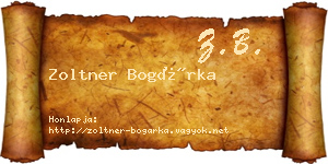 Zoltner Bogárka névjegykártya